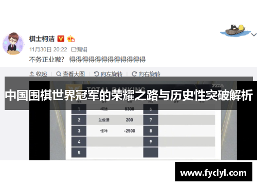 中国围棋世界冠军的荣耀之路与历史性突破解析